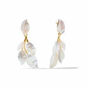 Elegant Gold and White Leaf Earrings